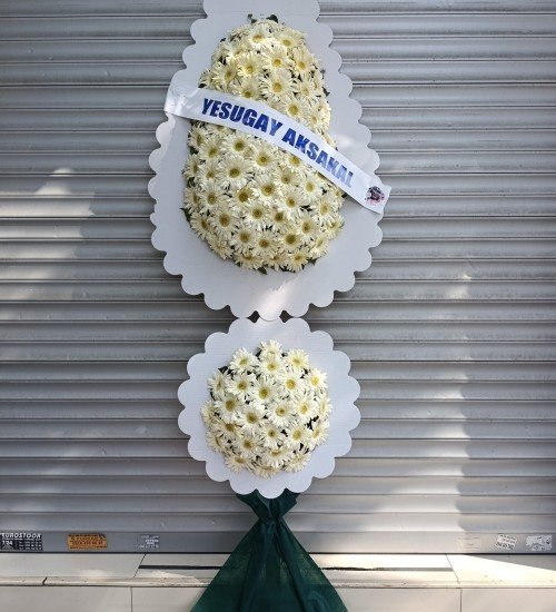 Beyaz İkili Model Çelenk Beyaz İkili Model Çelenk